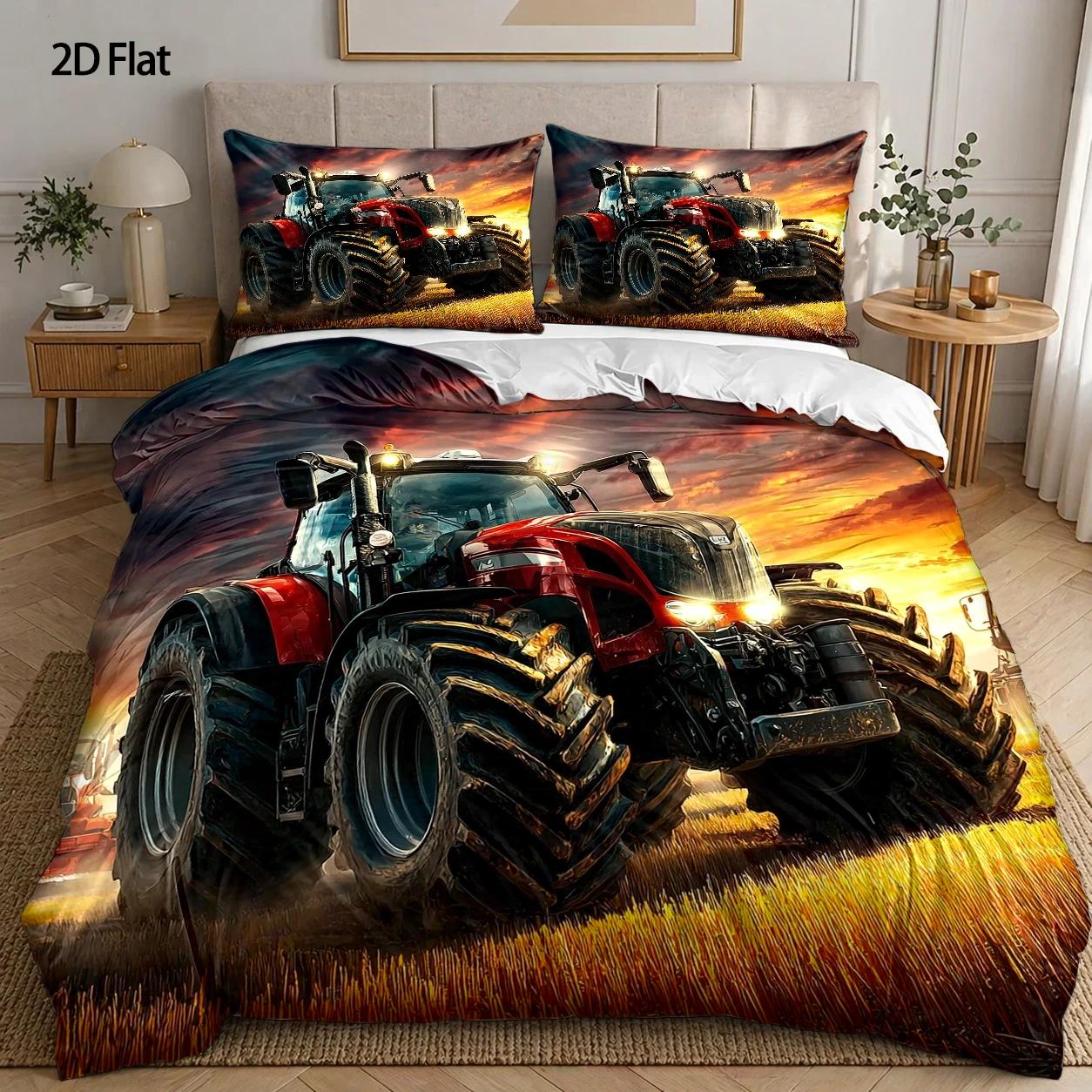 Agriculture Farming Cartoon - Set copripiumino 3 pezzi, 1 copripiumino
