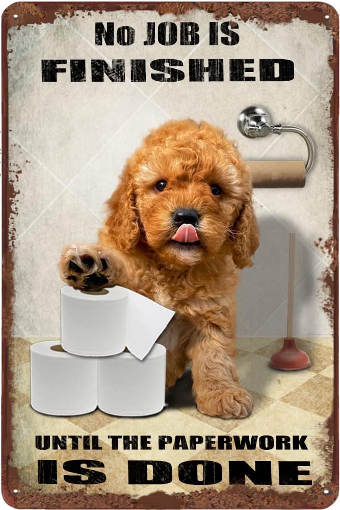 Farming Jobs - Targa in metallo Goldendoodle Dog Bathroom